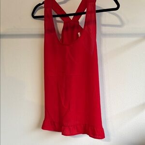 Boutique - Red Sleeveless Top with Ruffle Hem and Bow